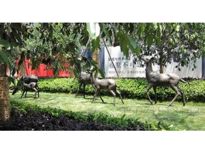 淮南小区景观鹿铜雕塑 一群自由奔跑的鹿摆件