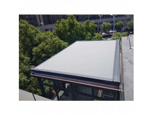 供应玻璃阳光房天幕遮阳棚 屋顶电动遥控伸缩雨篷 轨道式天幕篷